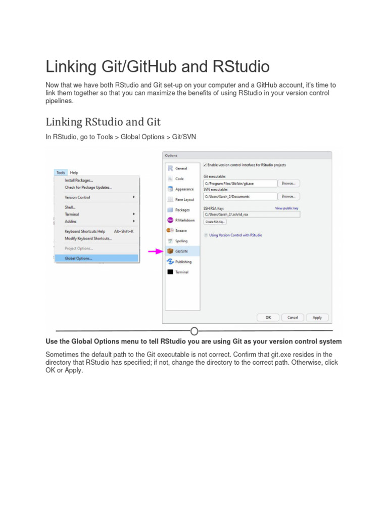 Linking RStudio with GitHub | PDF | Version Control | Computing