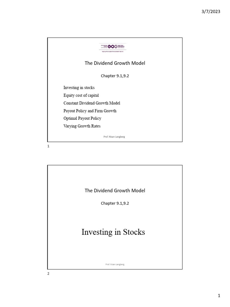 Ch 9 Stock Valuation Pdf Stocks Dividend