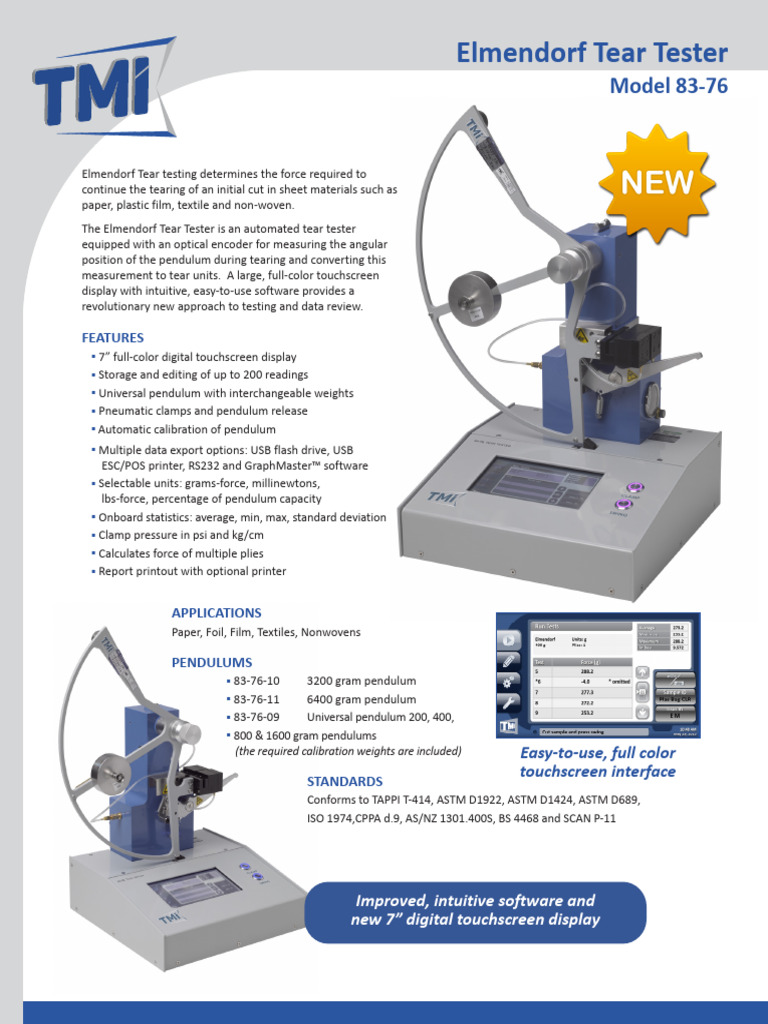 83 76 Elmendorf Tear Tester | PDF | Calibration | Computing