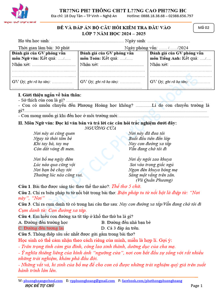 TRNG PH Thông CHT LNG Cao PHNG Hoàng | PDF