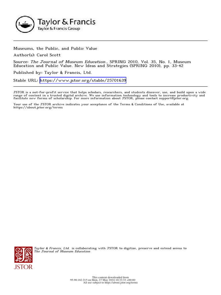 Public Value in Museum Education | PDF | Taxes | Museum