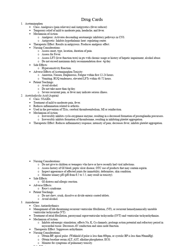 Essential Drug Cards for Healthcare Professionals | PDF | Thrombosis ...