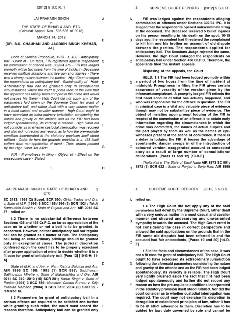 Supreme Court Reports (2012) 5 S.C.R. 2 (2012) 5 S.C.R. 1 | PDF | Bail ...
