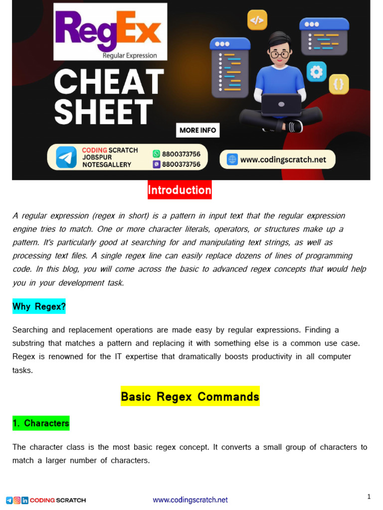 Regex Cheat Sheet for Developers | PDF | Regular Expression ...
