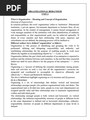 ORGANIZATIONAL BEHAVIOUR
