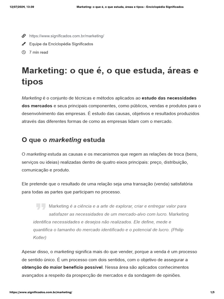 Marketing - o Que É, o Que Estuda, Áreas e Tipos - Enciclopédia ...