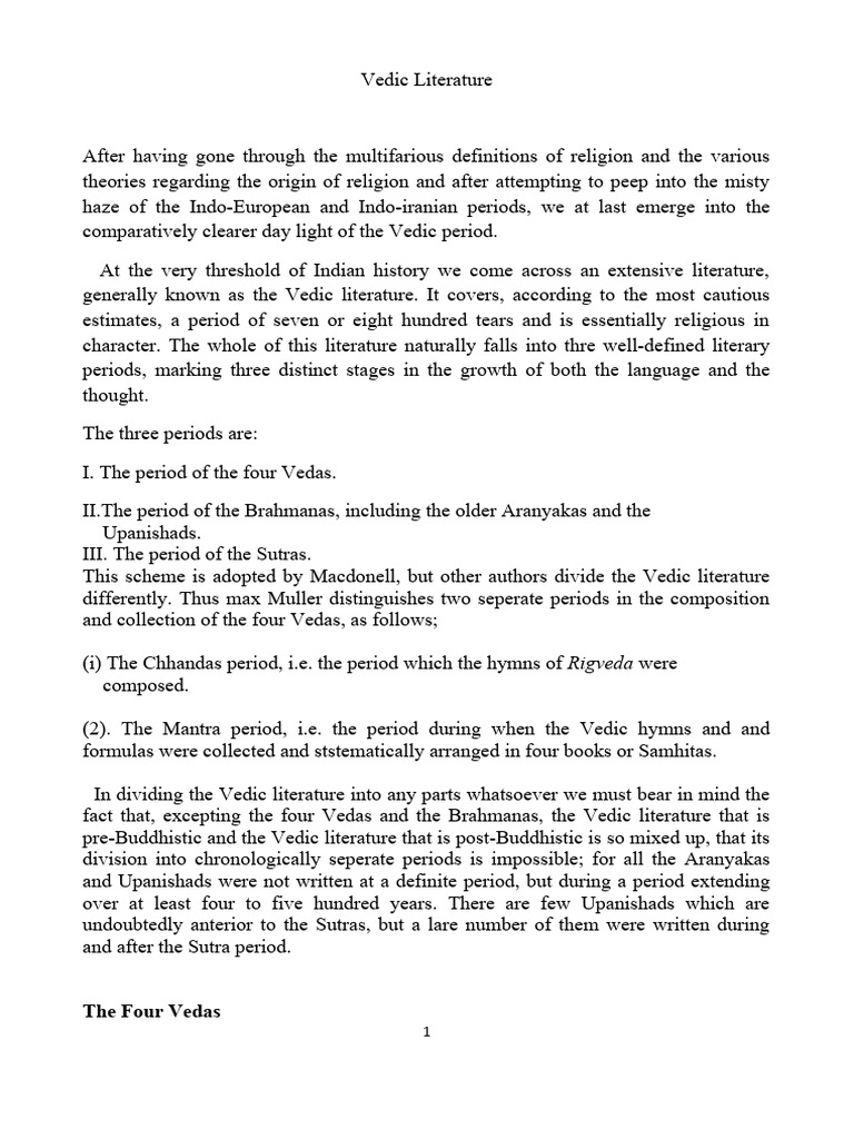 Overview of Vedic Literature Structure | PDF | Vedas | Hindu Texts
