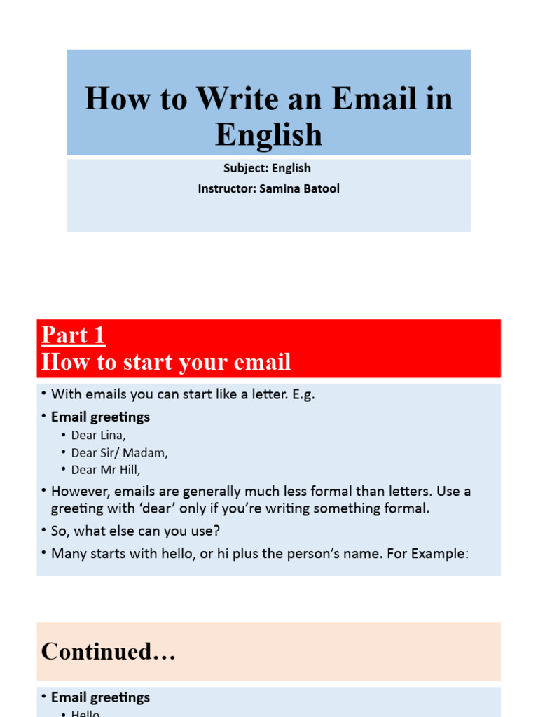 How To Write An Email in English | PDF | Career & Growth