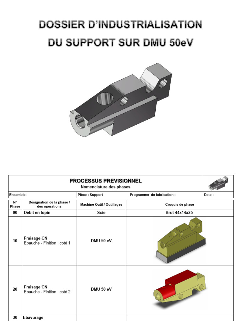 Industrialisation du Support DMU 50eV | PDF | Usinage | Métallurgie