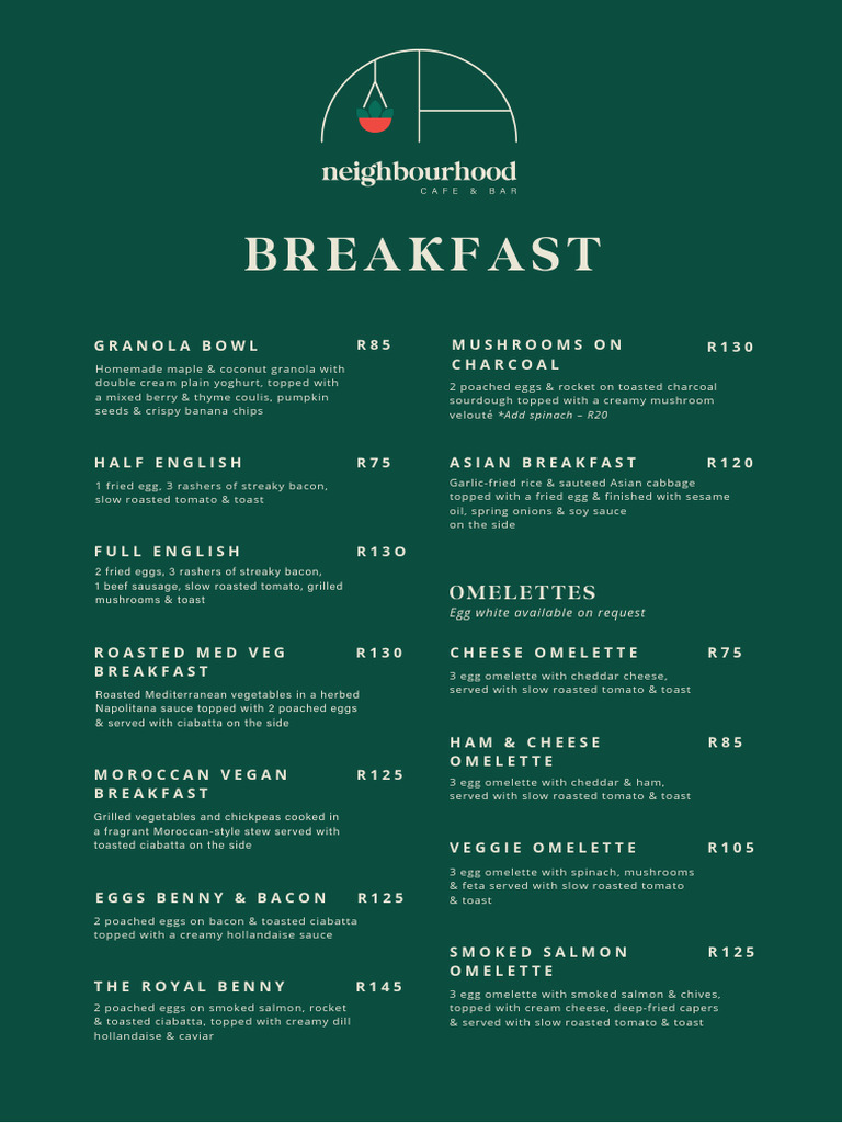 Breakfast and Lunch Menu Options | PDF | Hamburgers | Bacon