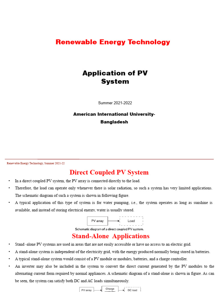 PV System Applications and Designs Guide | PDF | Photovoltaic System ...