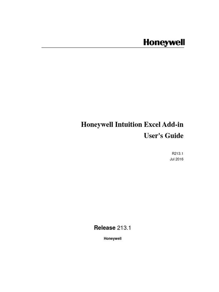 Honeywell intuition excel add in user s guide pdf microsoft excel