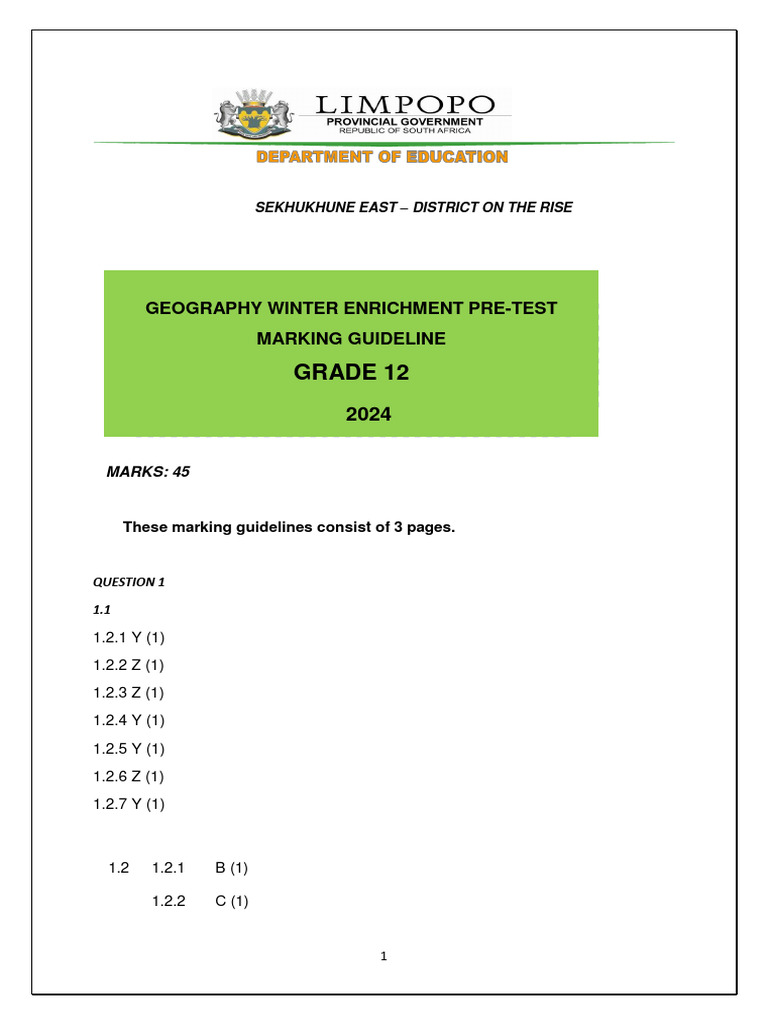 2024 geog gr12 mg wec pre test pdf unemployment mining