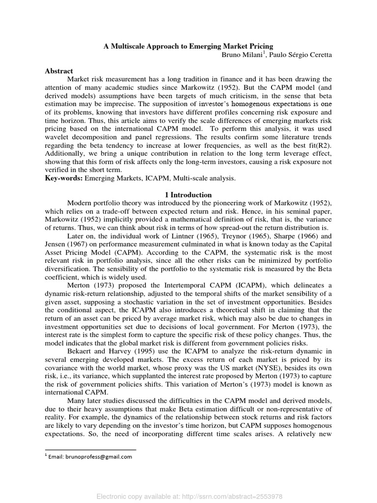 Multiscale Risk Pricing in Emerging Markets | PDF | Wavelet | Capital ...