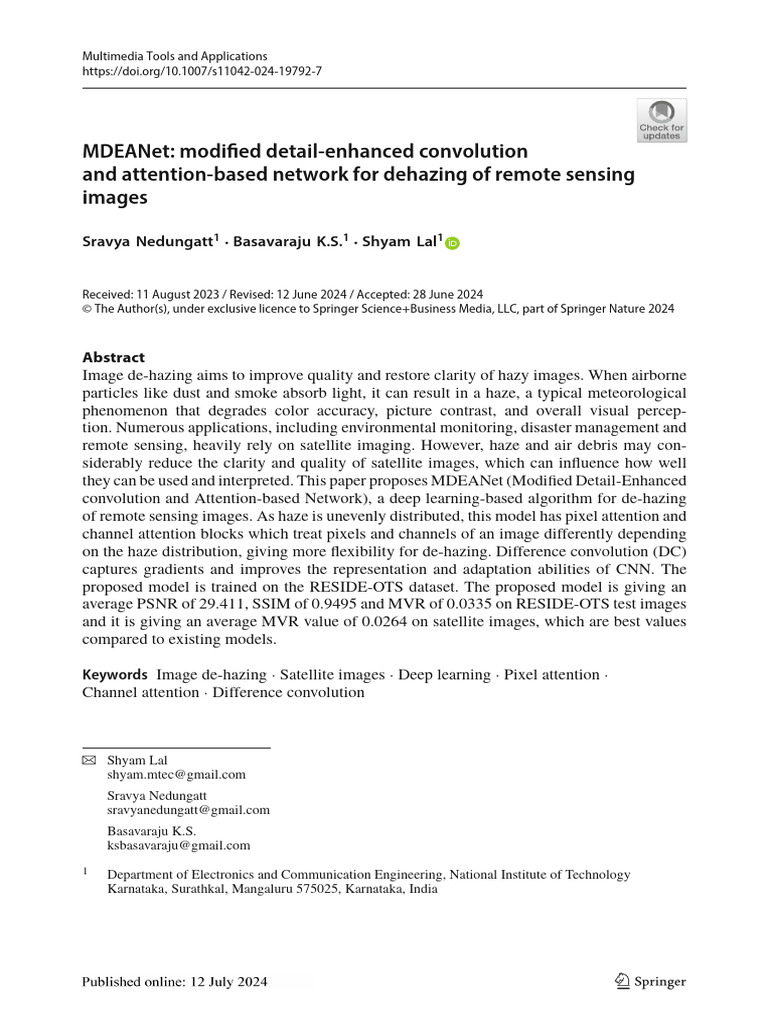 MDEANet: Advanced Dehazing for Remote Sensing | PDF | Deep Learning ...
