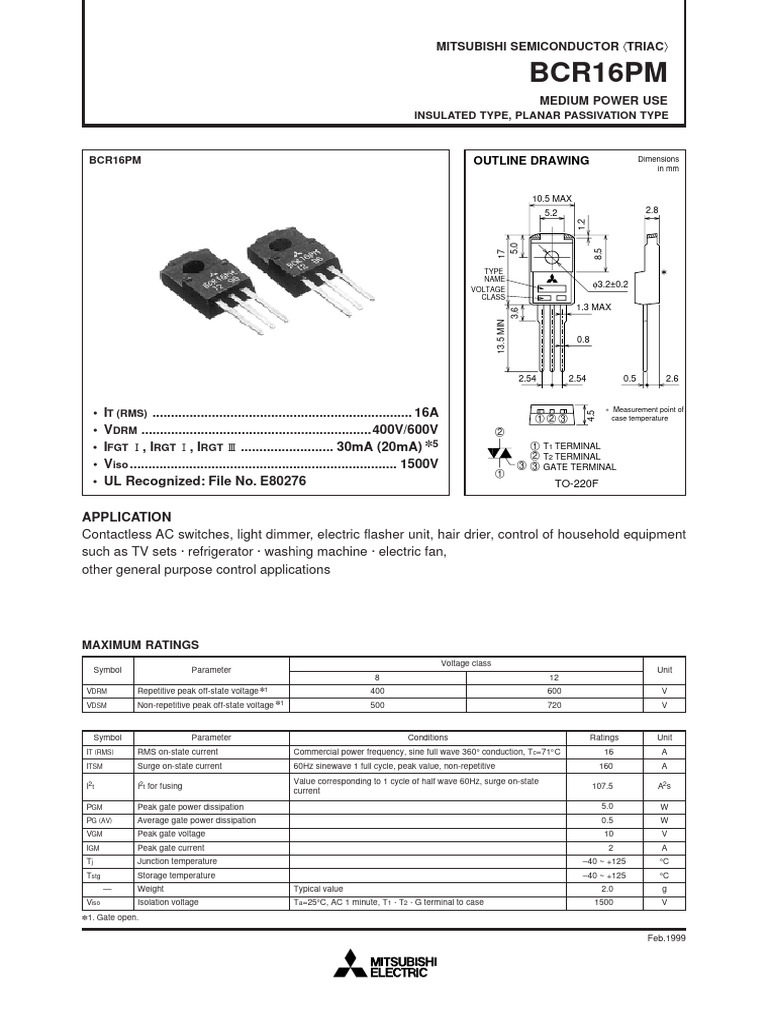 BCR16PM-Mitsubishi Electric Semiconductor | Download Free PDF ...