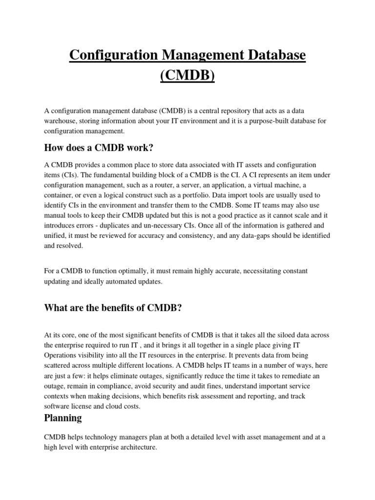 Basic overview of cmdb in servicenow pdf data databases