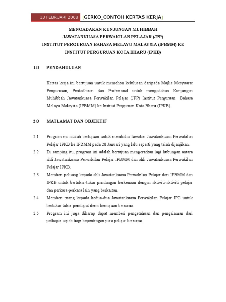 Contoh Kertas Kerja 1 2 Pdf