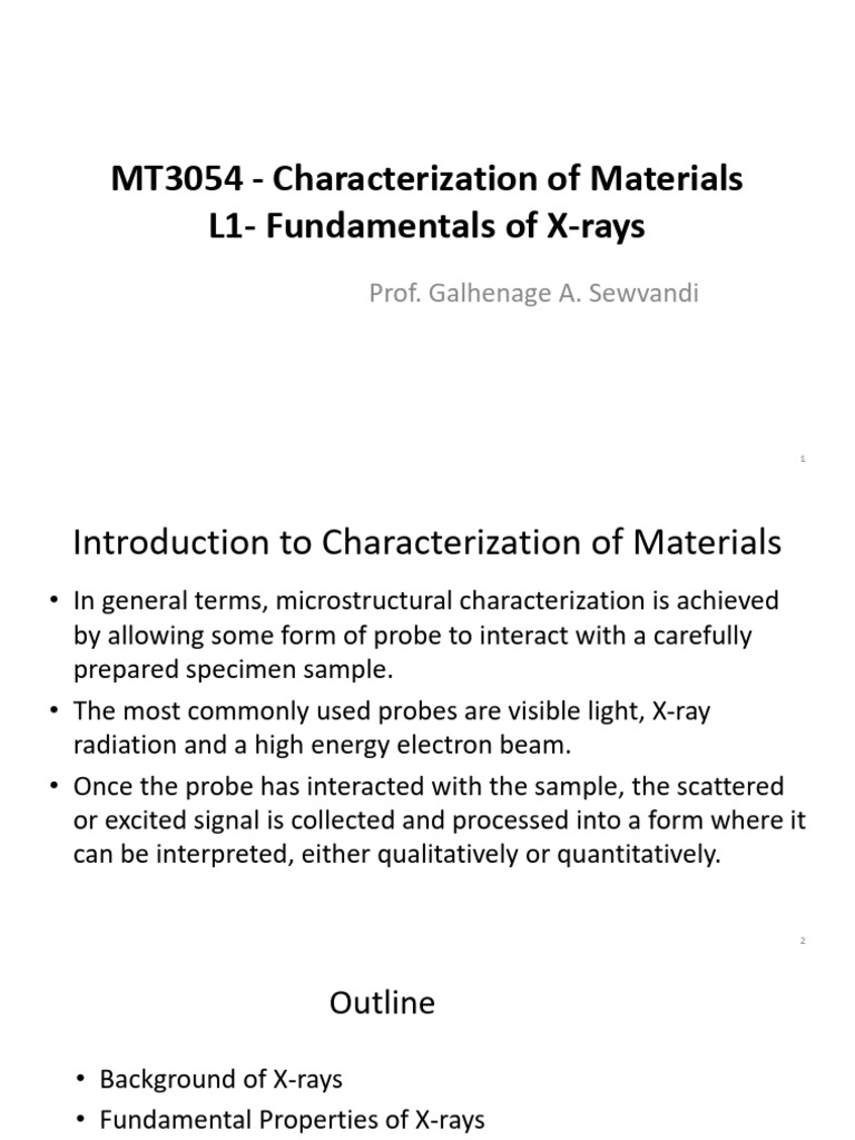X-ray Fundamentals and Material Characterization | PDF ...