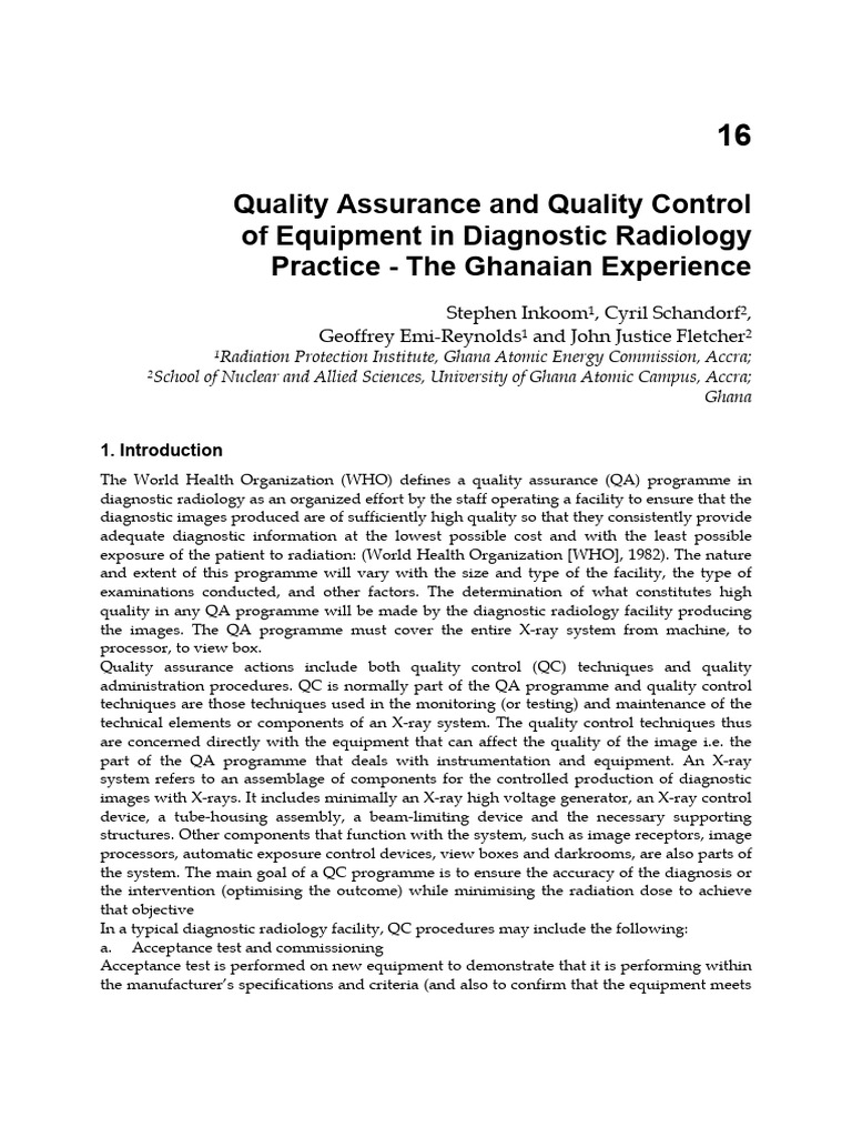 Quality Assurance and Quality Control of | PDF | Radiology | Ct Scan