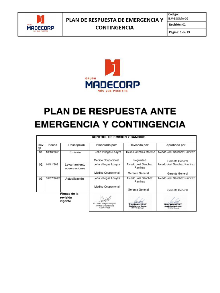 Plan de Emergencia y Contingencia 2023 | PDF | Primeros auxilios ...