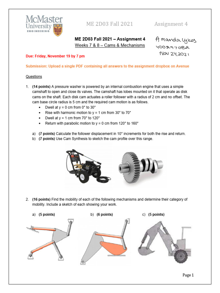 Assignment 4 - Cams & Mechanisms | PDF | Rotating Machines | Mechanical ...