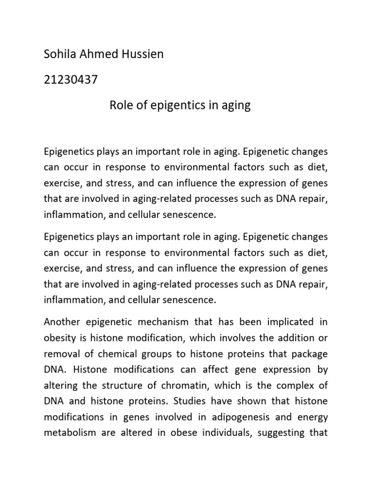 Epigenetics in Aging and Obesity | PDF