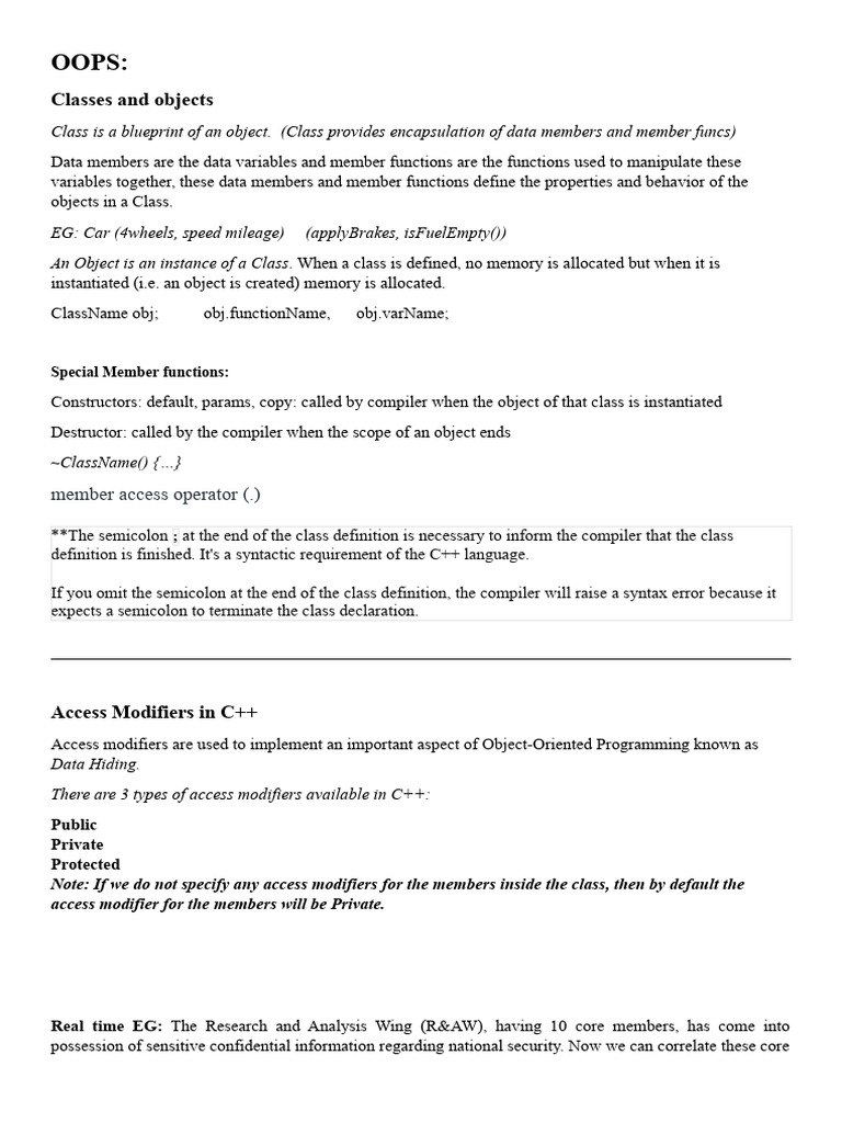 OOPS - Durvesh Jagtap - C++ | PDF | Class (Computer Programming ...