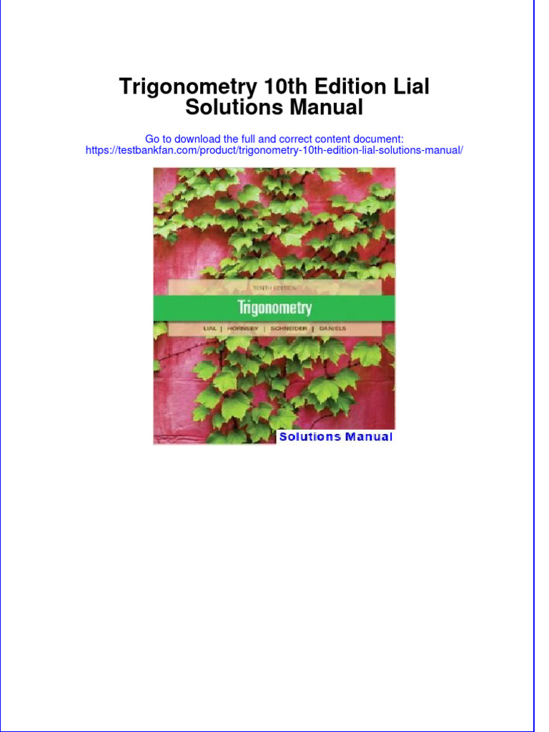 Full Download Trigonometry 10th Edition Lial Solutions Manual All