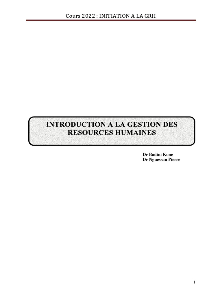 Introduction à la Gestion des RH | PDF | Gestion des ressources ...