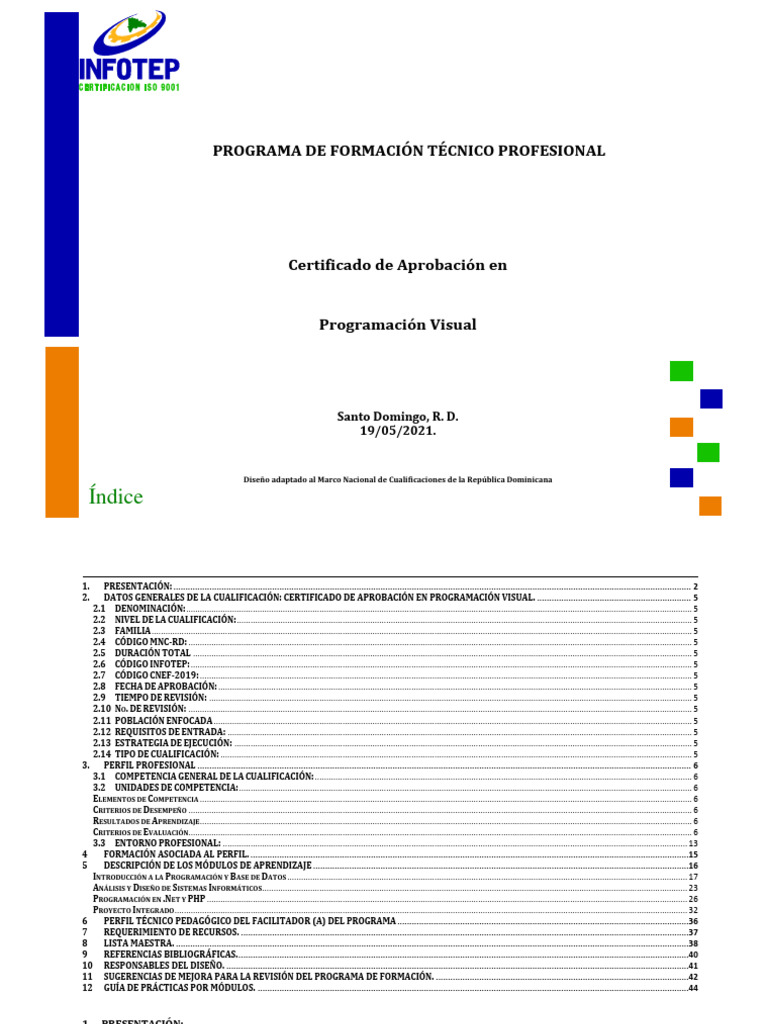Certificación en Programación Visual | PDF | Evaluación | Aprendizaje