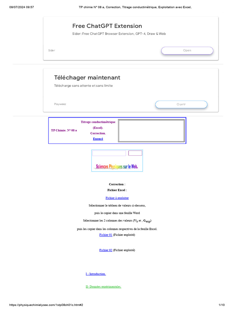 Correction TP Chimie : Titrage Conductimétrique | PDF | Hydroxyde de ...