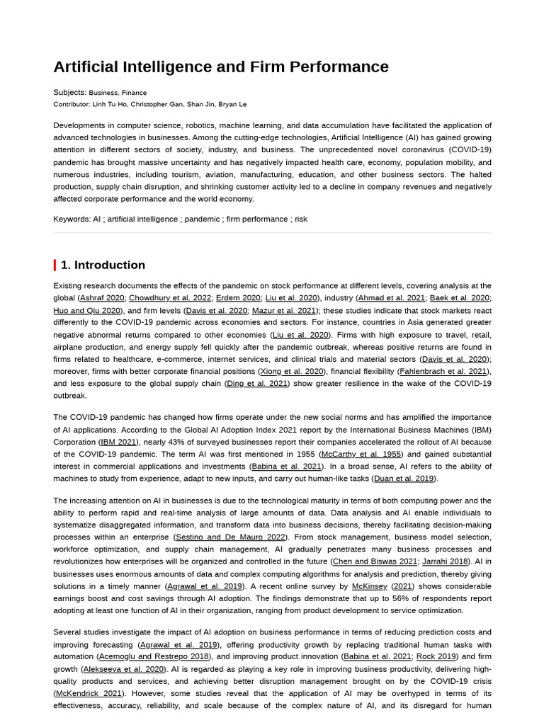 Artificial Intelligence and Firm Performance 2 | PDF | Artificial ...