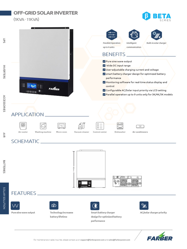 Off-Grid Solar Inverter Specifications | PDF | Battery Charger | Power ...
