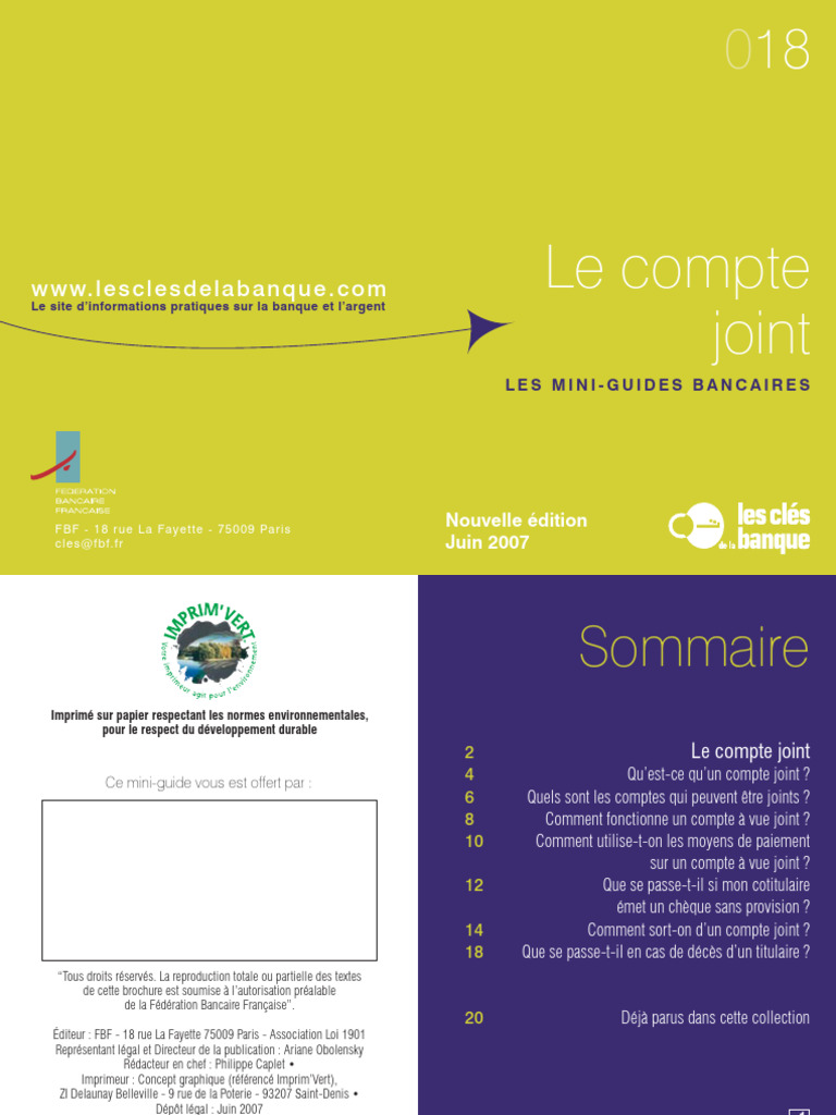 Guide complet sur le compte joint | PDF | Banques | Chèque