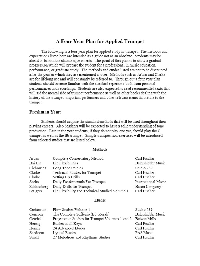 Edvandro a four year plan for applied trumpet pdf trumpet music