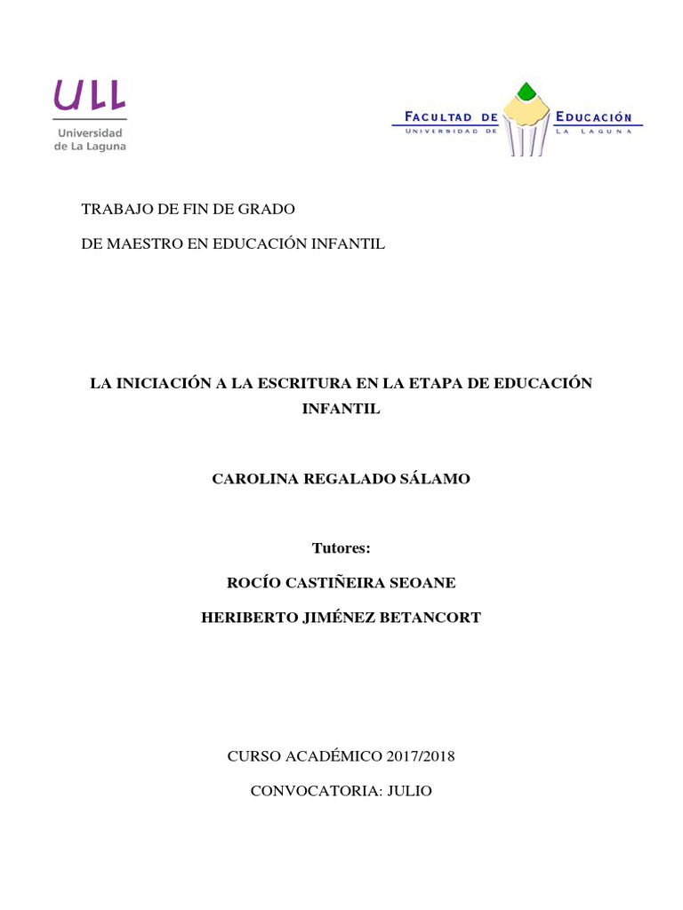 La Iniciacion A La Escritura en La Etapa de Educacion Infantil | PDF ...