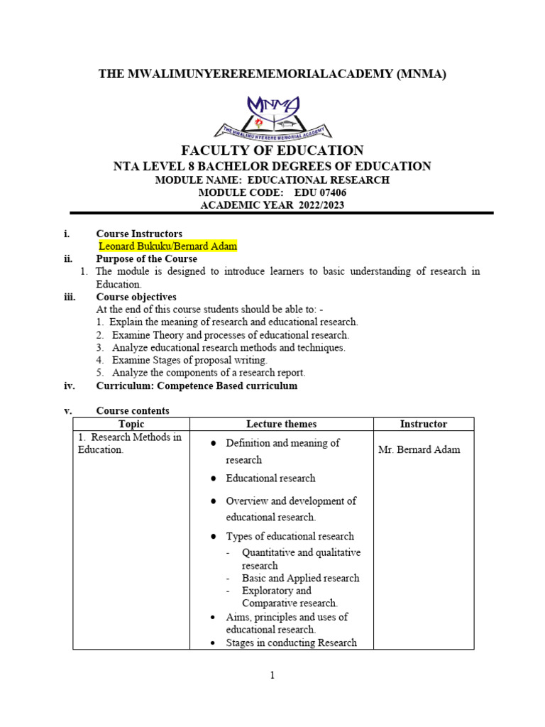 Educational Research Module Overview | PDF | Methodology | Science