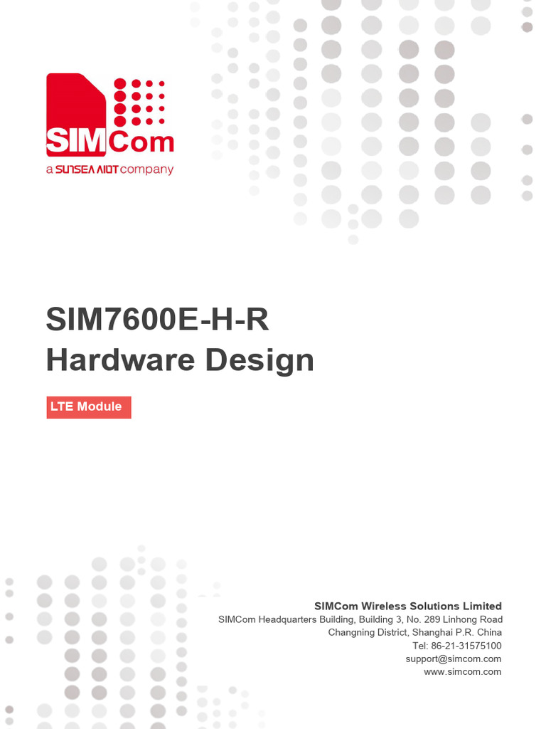 SIM7600E-H-R Hardware Design V1.04 (221103) | PDF | Lte ...