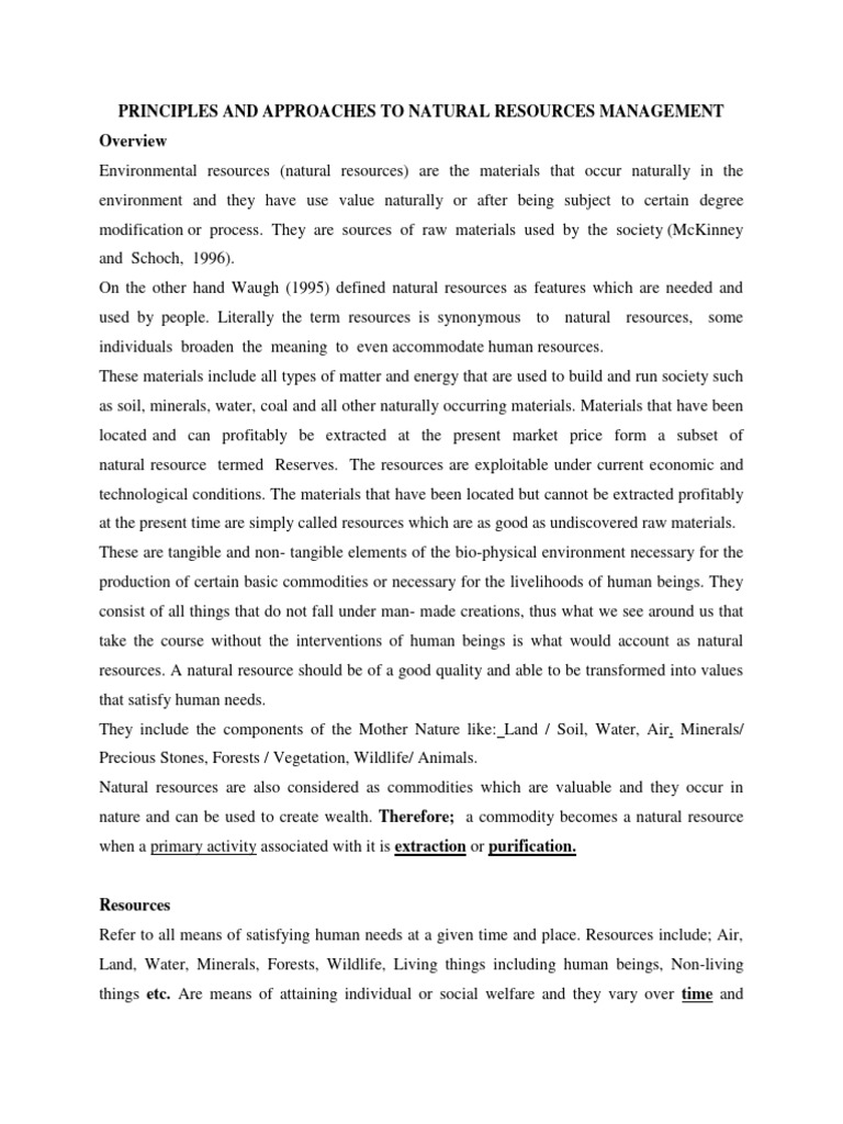 What Is Natural Resources Management Pdf