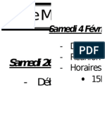 horaires compétitions DEC, JANV, FEV 