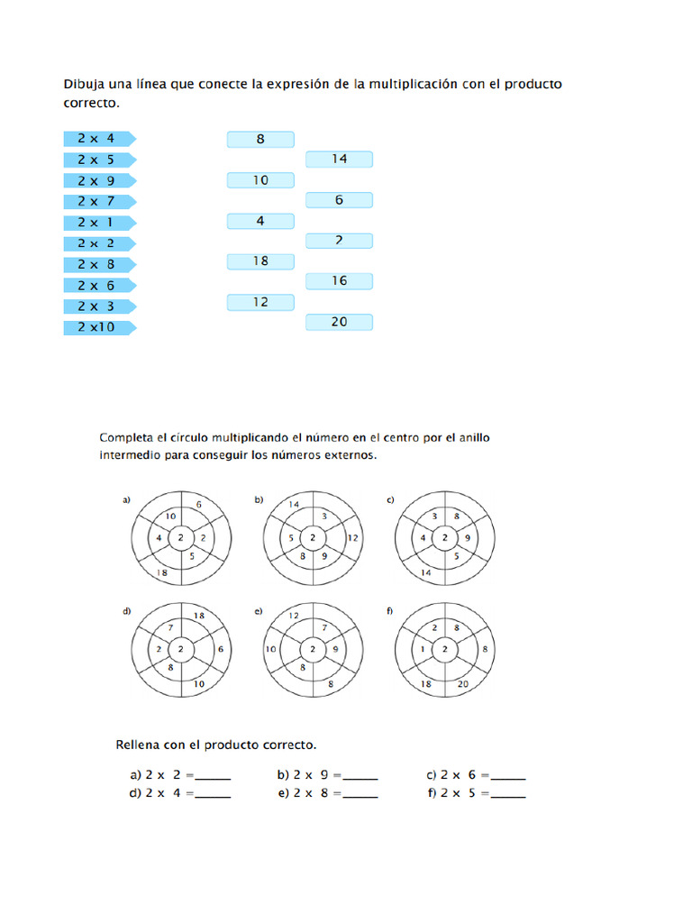 Ficha Multiplicación X 2 | PDF