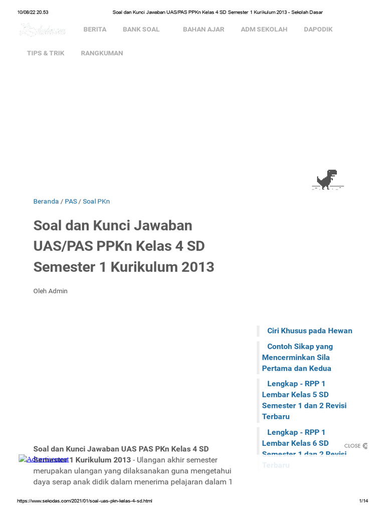 Soal Dan Kunci Jawaban UAS - PAS PPKN Kelas 4 SD Semester 1 Kurikulum ...