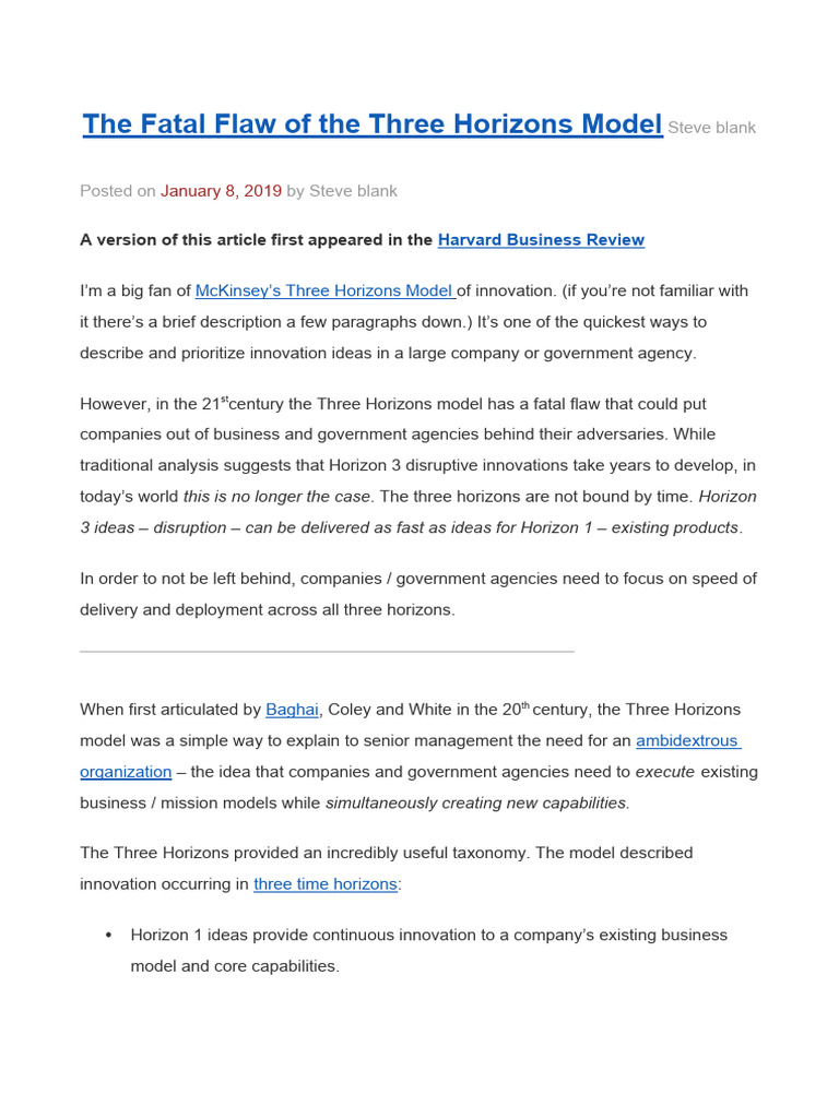 The Three Horizons Model's Flaw | PDF | Disruptive Innovation | Innovation