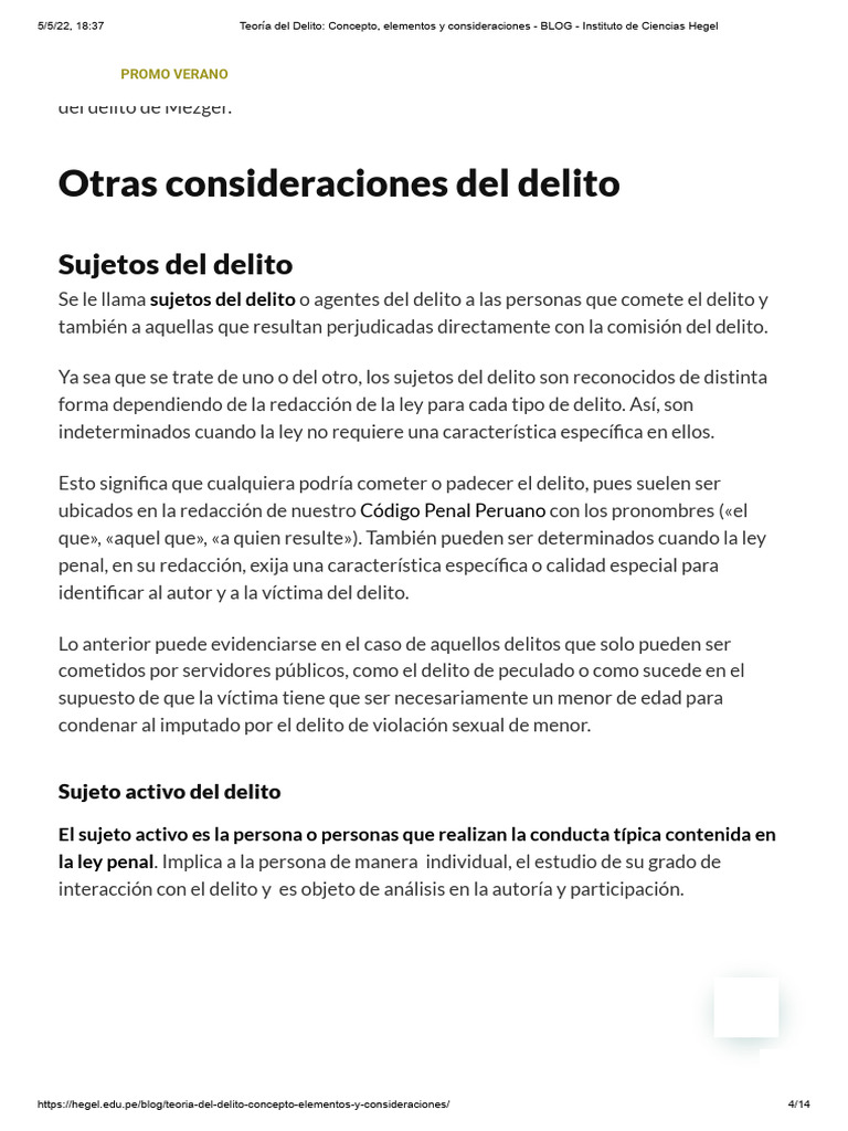 Elementos Clave de la Teoría del Delito | PDF | Derecho penal | Bienes ...