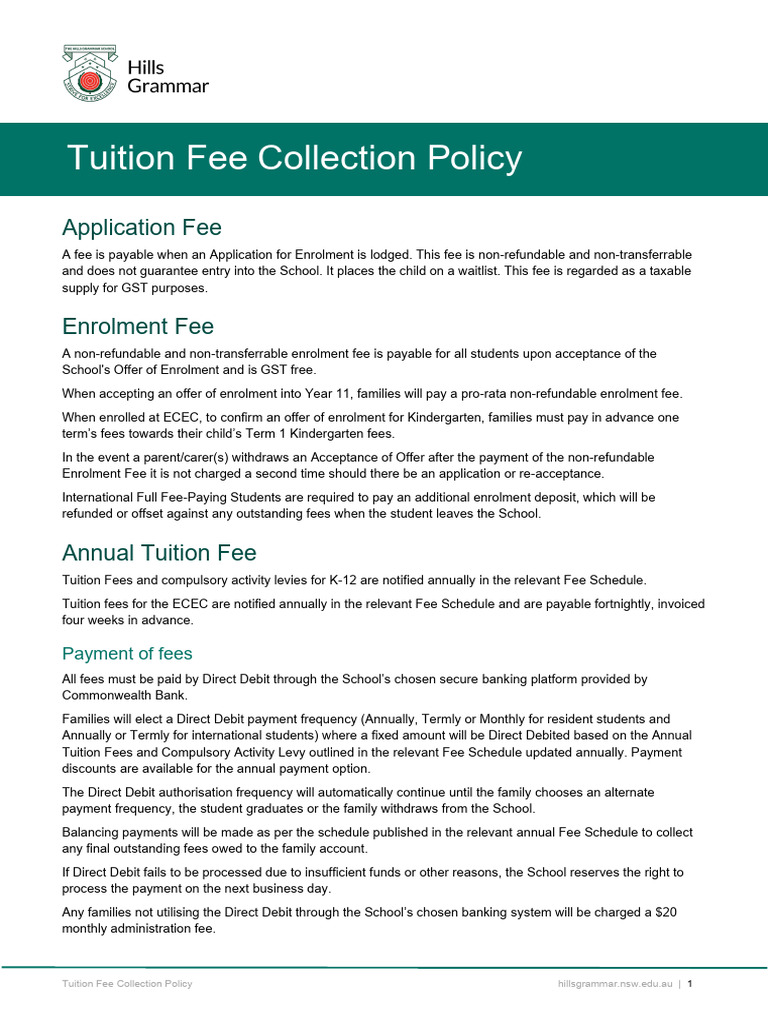 Tuition Fee Collection Policy 2024 | PDF | Credit Card | Fee