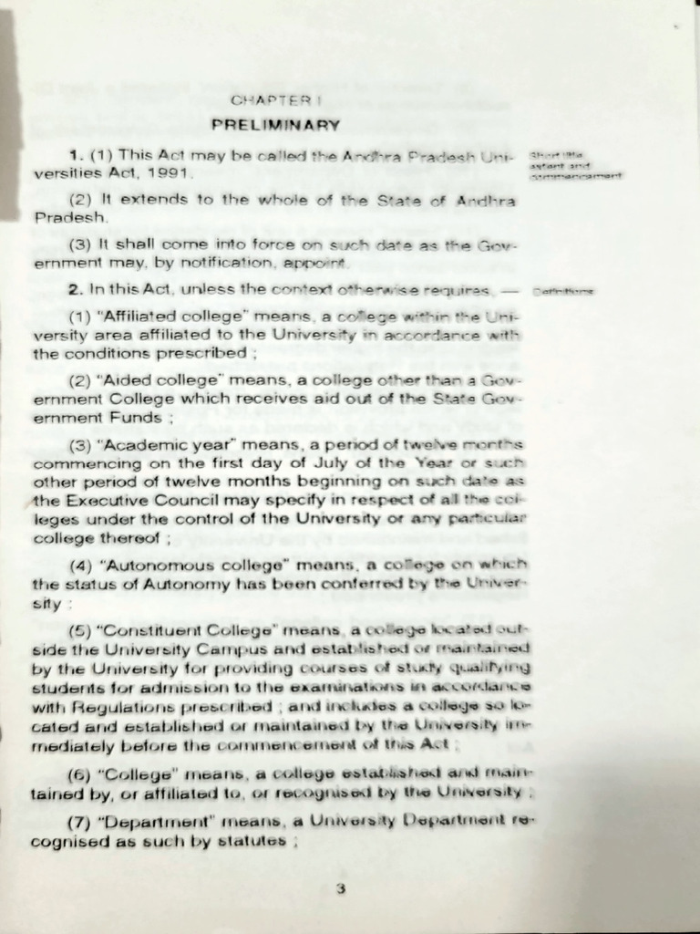University Act The AP Universities Act 1991 | PDF