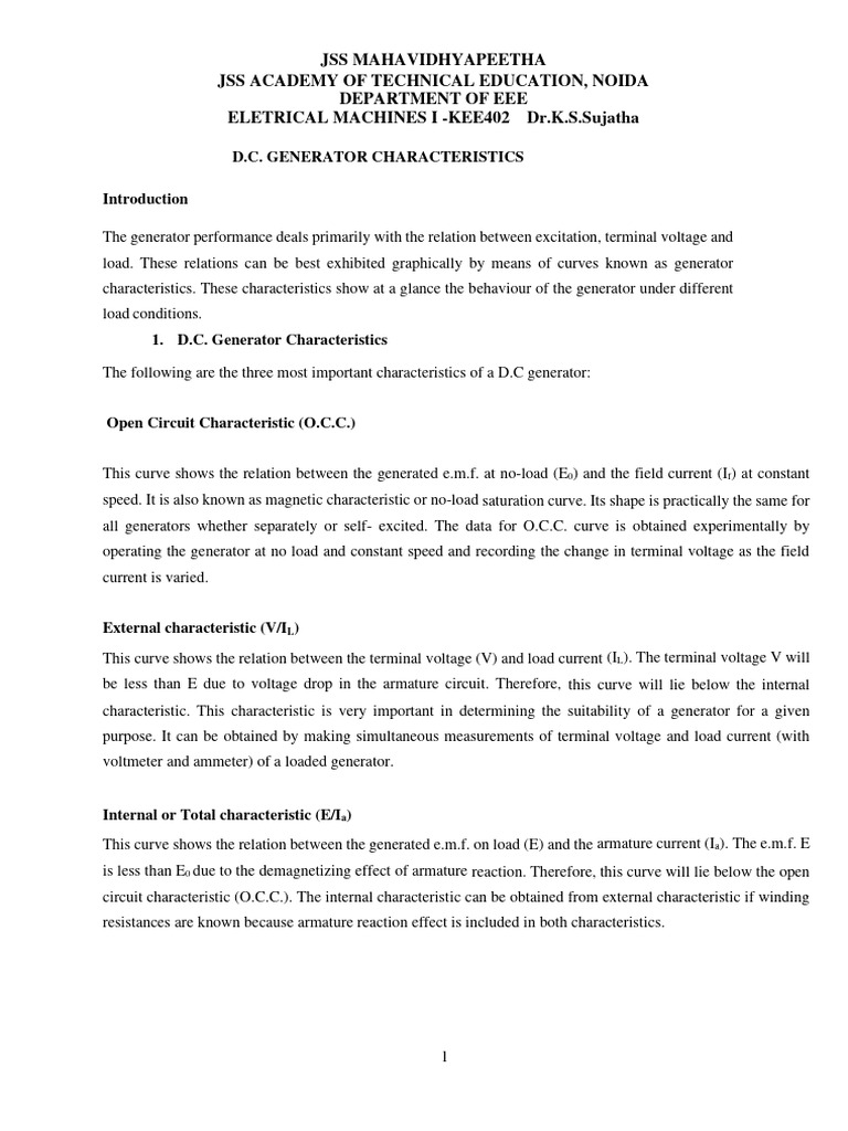 D.C. Generator Characteristics Explained | PDF | Electric Generator ...