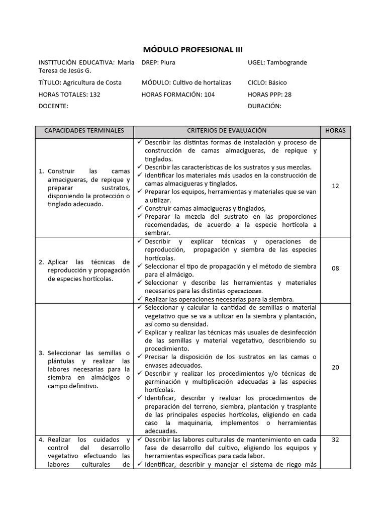 Cultivo Básico De Hortalizas Pdf Agricultura Siembra