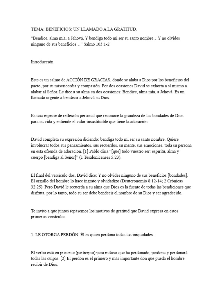 Beneficios Un Llamado A La Gratitud | PDF | Pecado | Cristo (título)